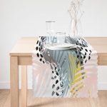 - Runner-3830-1 - Realhomes Soyut Tarzda Tropikal Yaprak Desenli Dijital Baskılı Modern Runner Realhomes