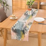 - Runner-3830 - Realhomes Soyut Tarzda Tropikal Yaprak Desenli Dijital Baskılı Modern Runner Realhomes