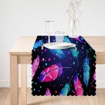 Lacivert Zeminde Renkli Tüyler Desenli Runner Realhomes