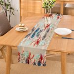 - Runner-3844 - Realhomes Krem Zeminde Çiçek Desenli Özel Tasarım Dijital Baskılı Modern Runner Realhomes