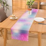 - Runner-3850 - Realhomes Silik Zeminde Beyaz Çiçek Motifli Tasarım Dijital Baskılı Modern Runner Realhomes