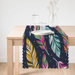 Lacivert Zeminli Etnik Motifler Dijital Baskılı Modern Runner Realhomes