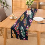 Lacivert Zeminli Etnik Motifler Dijital Baskılı Modern Runner Realhomes