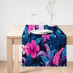 - Runner-3859-1 - Realhomes Mavi Zeminde Rengarenk Çiçekler Dijital Baskılı Modern Runner Realhomes