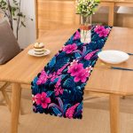 - Runner-3859 - Realhomes Mavi Zeminde Rengarenk Çiçekler Dijital Baskılı Modern Runner Realhomes