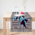 - Runner-3862-1 - Realhomes Ekose Zeminde Kırmızı Çiçekler Dijital Baskılı Modern Runner Realhomes