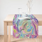 Ebru Desenli Dijital Baskılı Modern Runner Realhomes