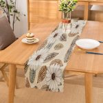 Krem Zeminde Kabartma Çiçek Desenli Özel Tasarım Dijital Baskılı Modern Runner Realhomes