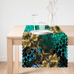 Altın Motifli Özel Tasarım Dijital Baskılı Modern Runner Realhomes