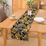 - Runner-3873 - Realhomes Altın Ve Çiçek Motifli Özel Tasarım Dijital Baskılı Modern Runner Realhomes
