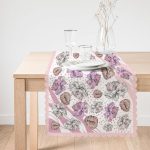 - Runner-3880-1 - Realhomes Pembe Puanlı Zeminde Çiçekli Özel Tasarım Dijital Baskılı Modern Runner Realhomes