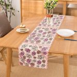- Runner-3880 - Realhomes Pembe Puanlı Zeminde Çiçekli Özel Tasarım Dijital Baskılı Modern Runner Realhomes
