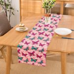 - Runner-3886 - Realhomes Kelebek Ve Gül Motifli Dijital Baskılı Özel Tasarım Modern Runner Realhomes