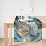 Mavi Suluboya Desenli Dijital Baskılı Modern Runner Realhomes