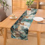 Mavi Suluboya Desenli Dijital Baskılı Modern Runner Realhomes