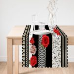 - Runner-3897-1 - Realhomes Kırmızı Gül Figürlü Özel Tasarım Dijital Baskılı Modern Runner Realhomes