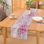 - Runner-3901 - Realhomes Pembe Çiçek Motifli Özel Tasarım Dijital Baskılı Modern Runner Realhomes