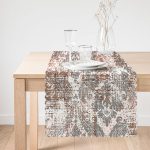 - Runner-3909-1 - Realhomes  Soyut Damask Motifli Özel Tasarım Dijital Baskılı Modern Runner Realhomes