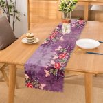 - Runner-3925 - Realhomes Mor Zeminde Kelebek Desenli Dijital Baskılı Modern Runner Realhomes