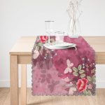 Pembe Zeminde Kelebek Desenli Dijital Baskılı Modern Runner Realhomes