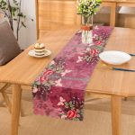 Pembe Zeminde Kelebek Desenli Dijital Baskılı Modern Runner Realhomes