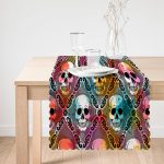 - Runner-3929-1 - Realhomes Renkli Zeminde Kurukafa Motifli Dijital Baskılı Modern Runner Realhomes