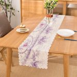 Beyaz Zeminde Mor Motifli Özel Tasarım Dijital Baskılı Modern Runner Realhomes