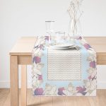 - Runner-3940-1 - Realhomes Çiçekli Çerçeve İçinde Altın Rengi Puanlı Özel Tasarım Dijital Baskılı Modern Runner Realhomes