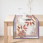 - Runner-3949-1 - Realhomes Çerçeve İçinde Çiçek Ve Yaprak Motifli Özel Tasarım Dijital Baskılı Modern Runner Realhomes