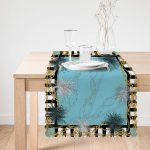 - Runner-3956-1 - Realhomes Mavi Zeminde Zincir Desenli Özel Tasarım Dijital Baskılı Modern Runner Realhomes