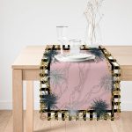 Pembe Zeminde Zincir Desenli Özel Tasarım Dijital Baskılı Modern Runner Realhomes