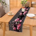 - Runner-3963 - Realhomes Puanlı Zeminde Çiçek Motifli Özel Tasarım Dijital Baskılı Modern Runner Realhomes