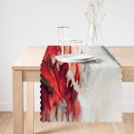 Kırmızı Duman Yağlı Boya Desenli Özel Tasarım Dijital Baskılı Modern Runner Realhomes