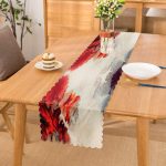 Kırmızı Duman Yağlı Boya Desenli Özel Tasarım Dijital Baskılı Modern Runner Realhomes