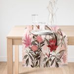 Bej Zeminde Çiçek Motifli Tasarım Dijital Baskılı Modern Runner Realhomes