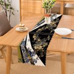 - Runner-3987 - Realhomes Siyah Beyaz Zeminde Çiçek Motifli Özel Tasarım Dijital Baskılı Modern Runner Realhomes