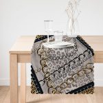 Leopar Desenli Zeminde Zincir Motifli Özel Tasarım Dijital Baskılı Modern Runner Realhomes