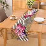 Leopar Zeminde Altın Zincir Ve Çiçekler Özel Tasarım Dijital Baskılı Modern Runner Realhomes