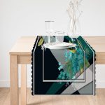 - Runner-4000-1 - Realhomes Koyu Zeminde Mavi Çiçek Motifli Özel Tasarım Dijital Baskılı Modern Runner Realhomes