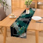 - Runner-4000 - Realhomes Koyu Zeminde Mavi Çiçek Motifli Özel Tasarım Dijital Baskılı Modern Runner Realhomes