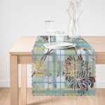 - Runner-4005-1 - Realhomes Kareli Zeminde Çiçek Motifli Özel Tasarım Dijital Baskılı Modern Runner Realhomes