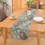 - Runner-4005 - Realhomes Kareli Zeminde Çiçek Motifli Özel Tasarım Dijital Baskılı Modern Runner Realhomes