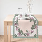 - Runner-4006-1 - Realhomes Çiçek Çerçeve Motifli Özel Tasarım Dijital Baskılı Modern Runner Realhomes