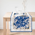 - Runner-4008-1 - Realhomes Mavi Beyaz Zeminde Çiçekler Özel Tasarım Dijital Baskılı Modern Runner Realhomes