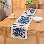 - Runner-4008 - Realhomes Mavi Beyaz Zeminde Çiçekler Özel Tasarım Dijital Baskılı Modern Runner Realhomes