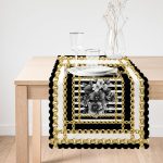 - Runner-4016-1 - Realhomes Altın Zincir Ve Çiçek Desenli Özel Tasarım Dijital Baskılı Modern Runner Realhomes