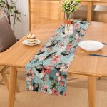 Mavi Zeminde Çiçek Motifli Özel Tasarım Dijital Baskılı Modern Runner Realhomes