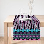 Siyah Zeminde Leopar Motifli Özel Tasarım Dijital Baskılı Modern Runner Realhomes