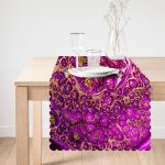 - Runner-4031-1 - Realhomes Mor Yüzeyde Altın Desenli Özel Tasarım Dijital Baskılı Modern Runner Realhomes