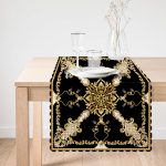 - Runner-4033-1 - Realhomes Altın Desenli Özel Tasarım Dijital Baskılı Modern Runner Realhomes